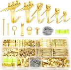 372 PCS Picture Hanging Kit, Christmas Decorations Indoor Outside Picture Hangers, Heavy Duty Picture Frame Mirror Wall Hanging Hardware Hooks Kit with Nails Sawtooth for Hanging Picture
