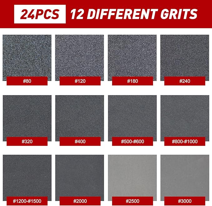 24 Pcs Sanding Sponge 120 Grit, Washable & Reusable Sanding Blocks for Wood, Metal, Drywall, Glazing, Wet Dry Sandpaper for Smooth Finishing