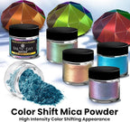 BALTIC DAY - Chameleon Mica Powder, 4 Jars of Color Shift Mica Powder Set - Epoxy Resin Color Pigment Powder - Chameleon Powder - Holographic Mica Powder