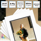 Mat Board Center, Double Mat - Acid Free, 8-ply Thickness, White Core - for Pictures, Photos, Framing (White Over Black, 11x14 for 8x10, Pack of 5)