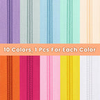 DOITEM 22.2 Yards/ 20 m 10 Pieces Assorted Colors #5 Nylon Coil Zippers, Sewing Zippers Endless Zips with 40 Pieces Zipper Sliders Zip Heads for Sewing Tailor Craft Supplies