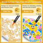 Tongfushop 72 Colors Acrylic Paint Markers, Dual Tip Acrylic Paint Pens with Brush Tip & Fine Tip, Wood Markers for Rock Painting, Wood, Canvas, Stone, Glass, Ceramic, DIY Crafts, Art Supplies