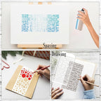 12-Piece Reusable Honeycomb Polka Dot Geometry Pattern Mixed Media Stencils for Painting on Wood, Paper, Cookie, Cake, Journal