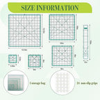 6 Pcs Quilting Rulers and Templates, Quilt Ruler, Acrylic Square Ruler, with Silicone Non-Slip Mat and Storage Bag (3.5"x3.5", 5"x5", 8"x8", 10"x10", 12.5"x12.5", 2"x12")