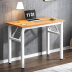 Need Folding Computer Desk - 31.5 Inch Foldable Office Writing Work Study Kids Student Teacher Home Bedroom Table for Small Space, Teak White