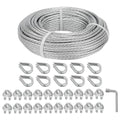 3/16 Galvanized Wire Rope, 100ft Galvanized Steel Cable 3/16 Inch, 7X7 Strands Core Aircraft Cable with 3/16 Rope Clamps, Thimbles, for Anchored Shed, Clothesline, Lights Hanging, Yard Zipline