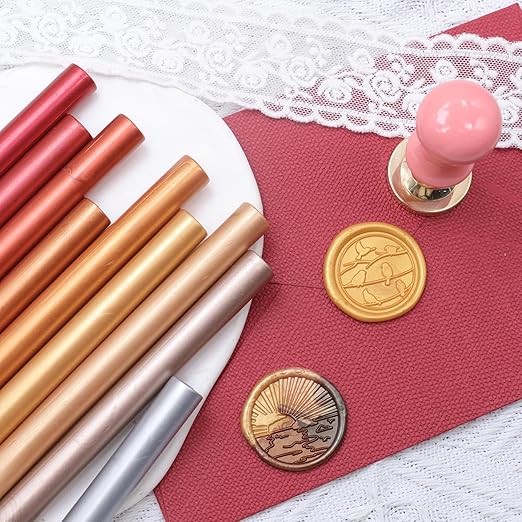 Champagne Gold Wax Seal Sticks, 30pcs Sealing Wax Sticks, HOSEALING Glue Gun Wax Seal Sticks for Wax Seal Stamp, Premium Sealing Wax for Wedding Invitations, Letter, Envelope (Mini Size)