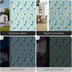 Window Privacy Film, Frosted Glass Decorative Static Cling, Removable Sun Blocking Vinyl Covering, Window Film for Home Kitchen Living Room Bathroom, Geometric Rings, 17.5" x 78.7 "