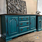 Chalky Chicks All-in-One Chalk Paint for Furniture or Cabinet - 32 Fl Oz - Matte Finish Twilight (Teal Blue) for Metal, Wood Furniture Paint - No Sanding All-in-One for Home Decor & Crafts, USA Made