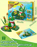 3 in 1 Animals Frog Family Building Set - Animal Figures with 3 Building Options, Create Frog, Turtle or Snail Family - Educational Toy Birthday Gift for Girls and Boys Ages 6+