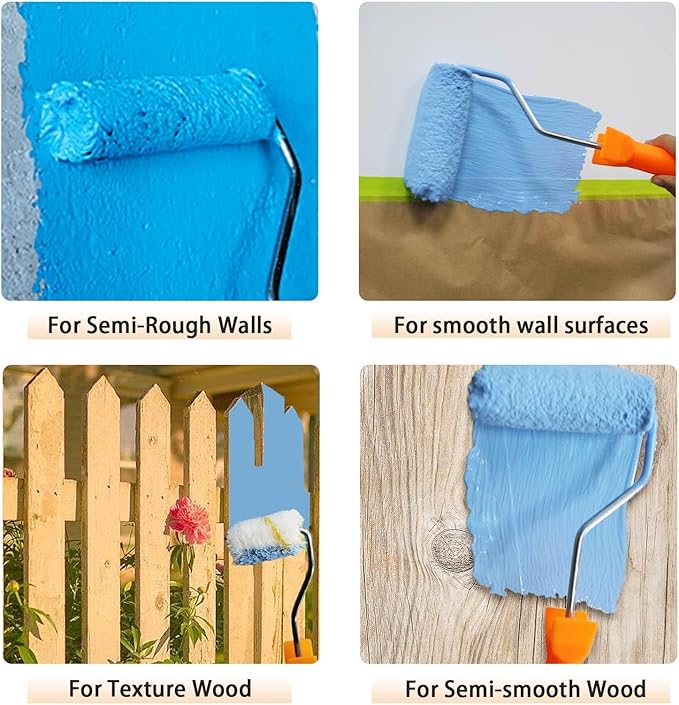 60 Piece Paint Roller Cover with 2 Frame Set, 4 inch Microfiber Roller Covers, Washable Covers for Roller Frame, House Painting Supplies, Naps for Paint Roller Brush for Painting Walls Ceilings