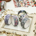 10 Rolls Blooming Flowers Washi Tape Set Floral Arts Adhesive Tapes Colorful Garden Decorative Masking Tape Sets for Craft, Kids, Scrapbook, DIY, Gift Wrapping (4-Purple)
