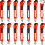 DIYSELF 14 Pack Box Cutter Retractable, Box Cutter Knife with 18mm Wide Utility Blades, Sharp Utility Knife Retractable, Box Cutters for Office, Home, Arts Crafts, Hobby, Cardboard, Paper