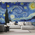 wall26 Wall Sticker/Wall Mural Starry Night by Vincent Van Gogh Dutch Impressionism, Not Peel and Stick, Non-Woven Wallpaper Decorative for Bedroom, Living Room, Office - 120x120 inches