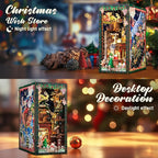 CUTEBEE Christmas Book Nook Kit - DIY Miniature House Dollhouse Kit for Adults, Teens, Booknook Tiny House Bookshelf Decor 3D Wooden Puzzle, Gifts for Family, Friends （Christmas Wish Store）
