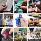 Wisdompro 16 Pcs Finger Tips, 4 Sizes Silicone Thimble Fingertip Grips Thumb Protectors Pads Cover for Hand Sewing, Paper Sorting, Page Turning, Money Counting, Guitar Playing - Blue, Aqua
