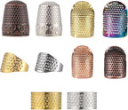 10PCS Hand-Working Sewing Thimble Adjustable Metal Sewing Thimble Rings Fingertip Thimbles Metal Dazzle Color Leather Finger Protectors Thimbles Ring for Knitting Quilting Embroidery DIY Craft Tools