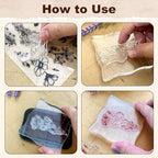 UCEC 4 Sheets Clear Stamps Set for Card Making, 2 Pcs Acrylic Stamp Block (7.5*7.5cm & 5*5cm), Vintage Plants Flowers Rubber Silicone Stamps, Small Clear Stamps for Crafts Decoration DIY Scrapbooking