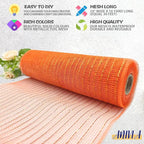 Anivia Deco Mesh Ribbon, 10inch x 30 Feet Each Roll Metallic Foil Mesh Ribbon for Wreaths Swags, Holloween, and Christmas Tree Decoration (Orange/Orange Foil)