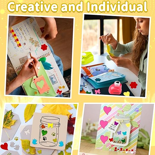 Creative Kids DIY Puncher Craft Set, Paper Hole Punches for Kids, Craft Hole Punch Shapes Set, Shape Cutters for Crafts, Craft Scissors and Hole Punch Set Scrapbook Supplies