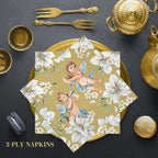 20-ct 13x13 Christmas Paper Decoupage Napkins, 3-Ply Servilletas Tissue Napkin for Dinner and Parties, Disposable Napkins (Angel Flower)