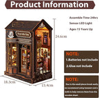 ISSEVE Book Nook Kit - DIY Miniature Dollhouse Booknook for Adults Teen, 3D Wooden Puzzle Tiny House Kit Bookshelf Decor, Gifts for Men Women Halloween Christmas Birthday (Coffee Shop)
