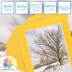 Mat Board Center, Pack of 10, 5x7 for 4x6 Deep Yellow Color Mats - Bevel Cut, Acid Free, 4-ply Thickness, White Core - for Pictures, Photos, Framing