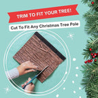 Realistic Faux Brown Bark Xmas Tree Skirt Hides Fake Pole, By Christmas Tree Hugger