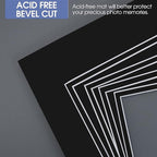 Golden State Art, 11x14 Double Mats for 8x10 - for Photos, Pictures, Frames - Acid-Free, 5 Pack, Black Over Black