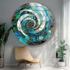 My Photostation.com 31.5''(80cm) Diameter Aqua Spiral Harmony Round Glass Wall Art Tempered Glass Printing Wall Decor Large Wall Art Wall Hangings