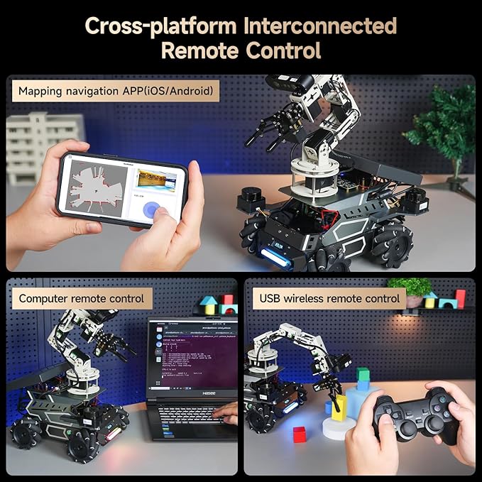 Yahboom Robot Large AI Model ROS2 Programming Python,Lidar SLAM,3D Map Navigation,AI Vision,6DOF Robotic Arm,Voice Control,Intelligent Classification, with Jetson Nano 4GB