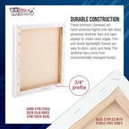 U.S. Art Supply 20 x 20 inch Stretched Canvas 12-Ounce Triple Primed, 3-Pack - Professional Artist Quality White Blank 3/4" Profile, 100% Cotton, Heavy-Weight Gesso - Acrylic Pouring, Oil Painting