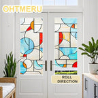 3D Stained Glass Window Privacy Film, Heat Control UV Blocking Static Cling Decorative Window Film for Bathroom,Front Door,Home Non Adhesive,23.6 x 35.4 inches Mondrian Fantasy