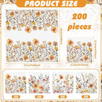 Fulmoon 200 Pieces Fall Floral Cocktail Napkins Disposable Thanksgiving Day Flower Decoupage Paper Napkins Vintage Wildflower Beverage Towel for Autumn Fall Party Favor Supplies