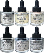 CSY art gallery Metallic -Pearlescent-Glitter Acrylic Ink -Shining Calligraphy Paint -Silver, Rose Gold Rich Pigments Perfect for Artists, Canvas, Rocks, Wood, Fabric, Ceramic (Galaxy Starlight Set)