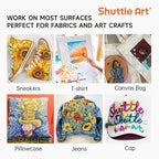 Shuttle Art Fabric Paint 24 Colors Permanent Soft Fabric Paint in Bottles (60ml/2oz) with Brushes &Stencils, Non-Toxic Textile Paint for T-Shirts, Shoes, Jeans, Bags, DIY Projects & Crafts