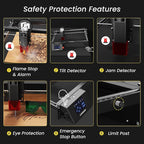 LONGER Laser Engraver Ray5 10000mW Engraver Machine DIY CNC Laser Cutter Tool for Metal Glass Wood Working Area 15.7 "x15.7" with Air Assist Rotary Roller Kit Laser