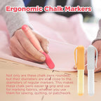(3-pack) Fabric Chalk Markers -Erase Tailor’s Chalk for Quilting and Sewing - Compatible with Most Fabrics - With Dosing Wheel Technology, Red, Yellow, White