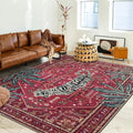 Tribal Rugs Summer Tropical 6x9 Area Rugs Wine Red Traditional Boho Vintage Oriental Rug Carpet for Bedroom Kitchen Dining Living Room Indoor Entryway Washable
