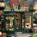 TuKIIE DIY Miniature Dollhouse Kit with Furniture, 1:24 Scale Creative Room Opened & Closed Movie Inspired Wooden Doll House Plus Dust Proof for Kids Teens Adults(Magical Wand Shop)
