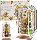 Book Nook Kits for Adults, Miniature House Dollhouse Kit for Teens, DIY Crafts for Adults, Bookshelf Decor Garden House with LED Light, Gifts for Family and Friends