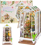 Book Nook Kits for Adults, Miniature House Dollhouse Kit for Teens, DIY Crafts for Adults, Bookshelf Decor Garden House with LED Light, Gifts for Family and Friends