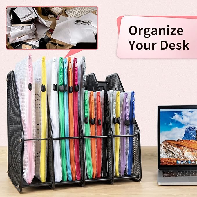 Umriox Zipper Pencil Pouches, 9.2 x 4.7 in (12 Colors, 12 Pack), Pencil Pouches Bulk, Clear Pencil Pouch for Office Supplies Cosmetics Travel Accessories