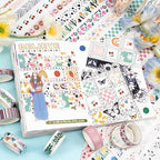 55 Rolls Holiday Washi Tape Set - Decorative Tape Seasonal Bohemian Colored Tape, Cute Washi Tapes for Journaling Supplies, Scrapbooking Supplies kit, Summer Scrapbook Supplies