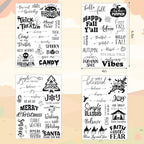 Whaline 4 Sheets Holiday Clear Stamps Fall Halloween Christmas Nativity Scene Greeting Words Silicone Transparent Stamps for DIY Craft Card Making Scrapbooking Embossing Album Decor