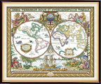 Stitchmelody Stamped Cross Stitch Kits,14CT Printed Pattern DMC Threads Embroidery Kit-Ancient World Map 20''×16.5''