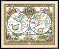 Stitchmelody 14CT Counted Cross Stitch Kits,Unrinted Pattern Embroidery Set-Ancient World Map 20''×16.5''