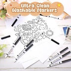 18 Pcs Line Washable Markers Bulk Black Fine Tip Markers Set Coloring Thin Tip Drawing Washable Pen for Kids Art School Classroom Back to School Gender Reveal Party Supplies, Ages 6+
