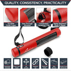 Quiver Time Red XL Orion Playmat Tube - TCG MtG Playmat Tube Case Bag with Waterproof Zipper, Hidden Dice Pocket, Adjustable Removable Shoulder Strap, See-Through Window, Fits 14" and 15" playmats