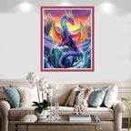 Redxing Stamped Cross Stitch Kits Full Range of Embroidery Starter Kits- Needlepoint Counted Cross Stitch Kits for Beginner Adults 11CT Printed Embroidery Kit-Snow Mountain Colored Dragon 16x20 inch